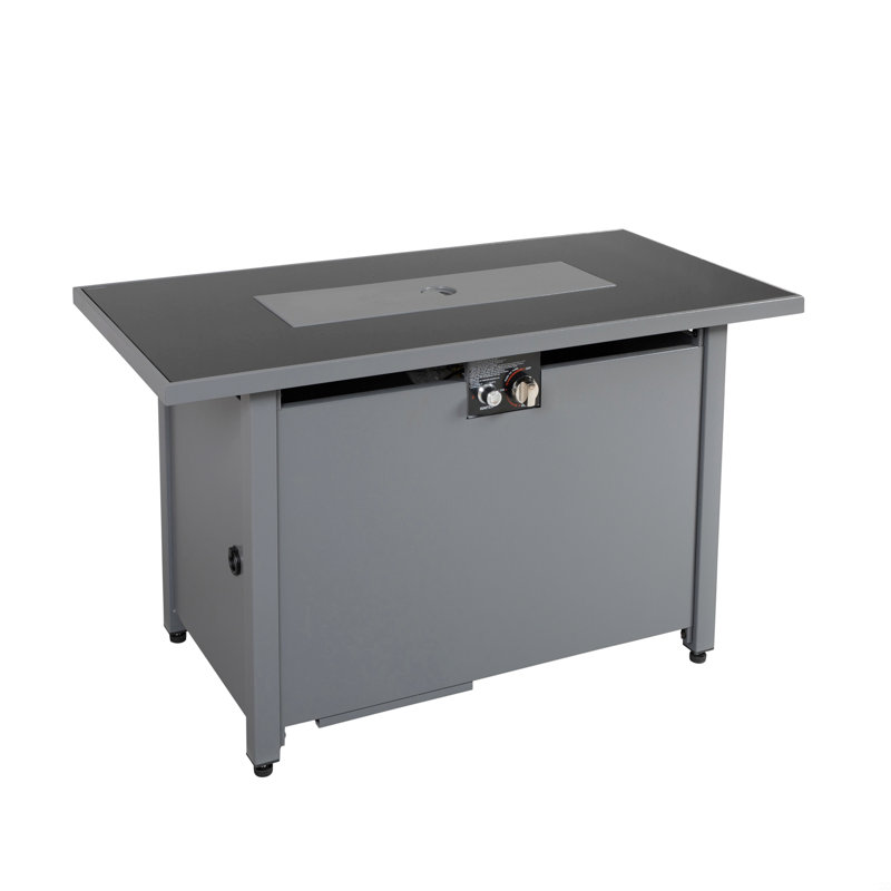 Table de foyer d'extérieur en acier avec couvercle, Noir clair