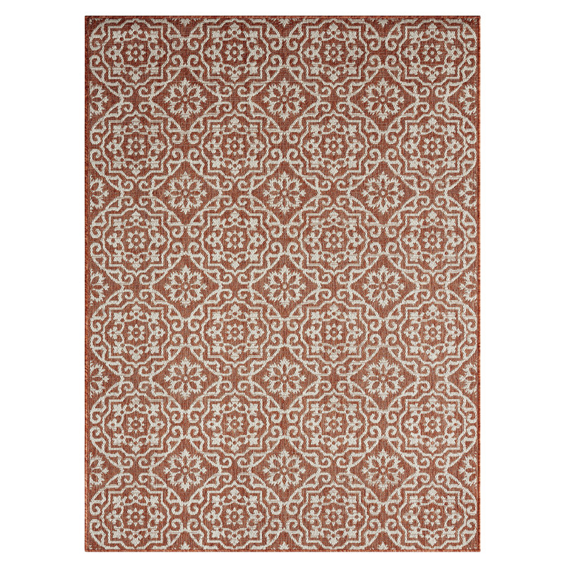 Nicole Miller New York Patio Country Danica Geometric Indoor/Outdoor Area Rug, Rectangle 6'6" x 9'2", Terracotta/Ivory
