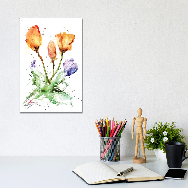 Flowers by Dean Crouser - Painting on Canvas, 20.32 cm H x 30.48 cm W, Wrapped Canvas