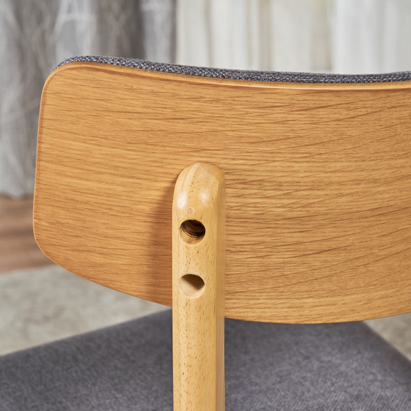 Chaise de salle à manger rembourrée Hoopes, Chêne naturel, Gris foncé