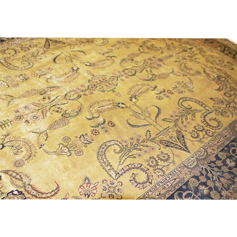 Hand Knotted Wool Area Rug in Gold And Black