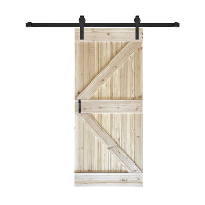 Porte de grange coulissante non finie avec rails de quincaillerie K Series 36 po x 84 po - Assemblage requis