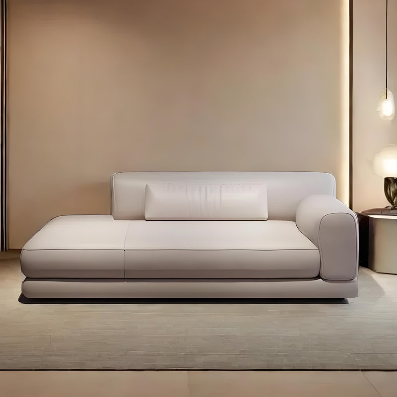 Chaise longue moderne, confortable et simple, Blanc cassé, Orienté à droite