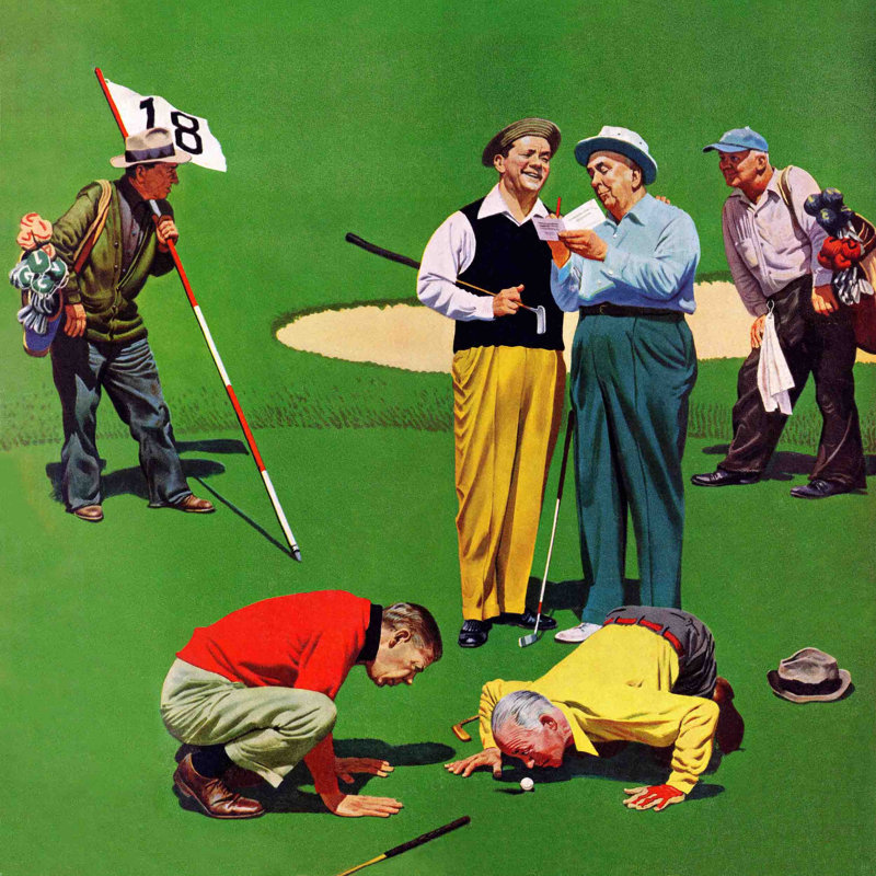 " Eighteenth Hole " by John Falter Painting Print, 40" H x 40" W x 1.5" D
