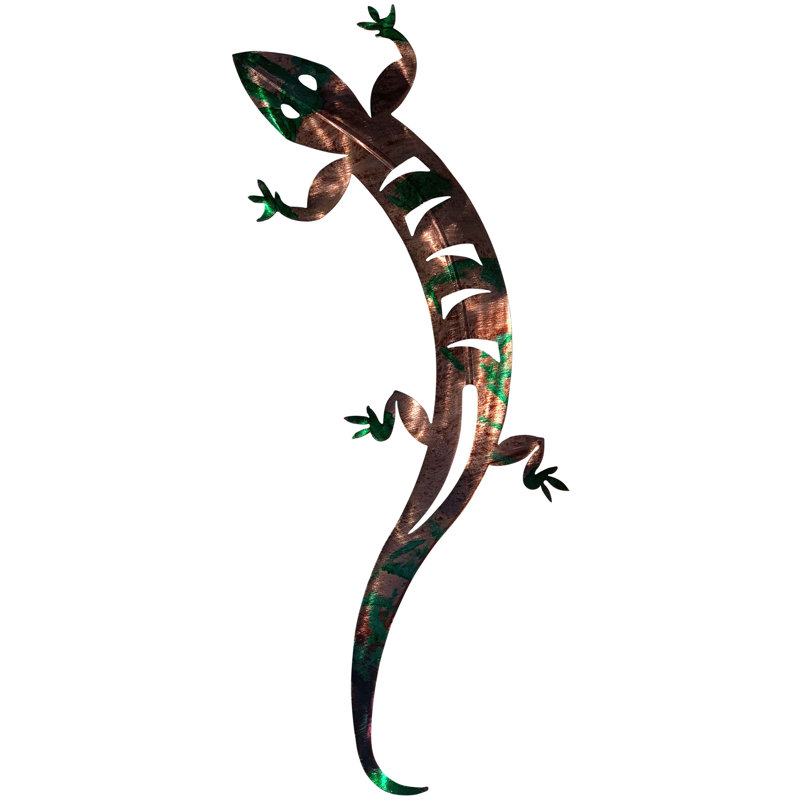 Meyerdirk Art Handcrafted Steel Lizard Wall Sculpture - Green, Green