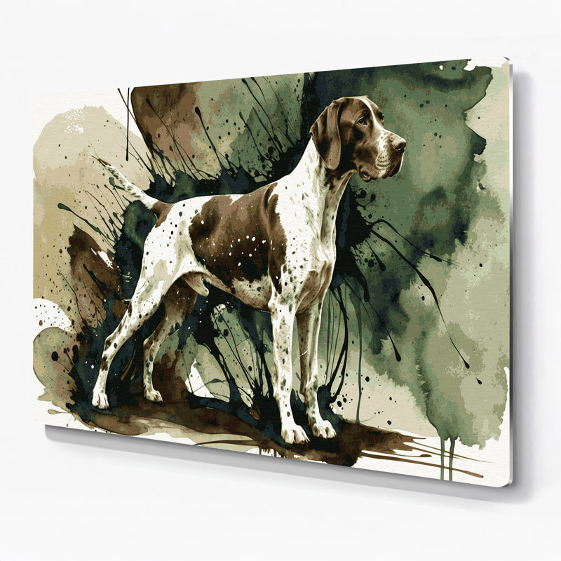 Dogs German Shorthaired Pointer, art mural en métal beige, H 24 po x l 36 po