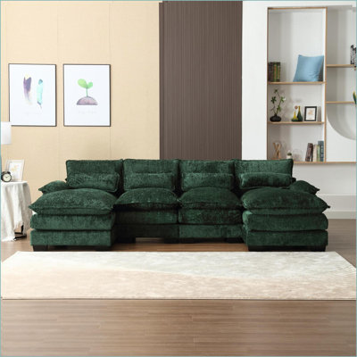 Canapé modulaire, grand canapé modulaire moderne en U en chenille pour salon | Boucle | Standard