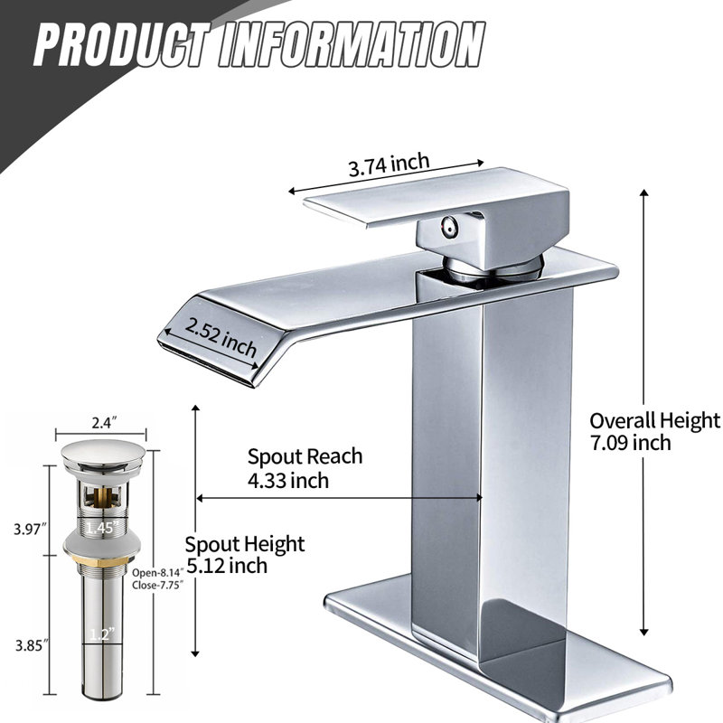 Robinet de salle de bains monotrou avec ensemble de drainage, Nickel brossé