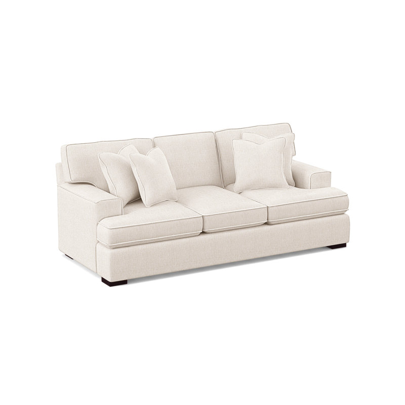 Bridgetown 97'' Recessed Arm Sofa with Reversible Cushions, Green and Blue Stripe; 0252-54, Java Finish