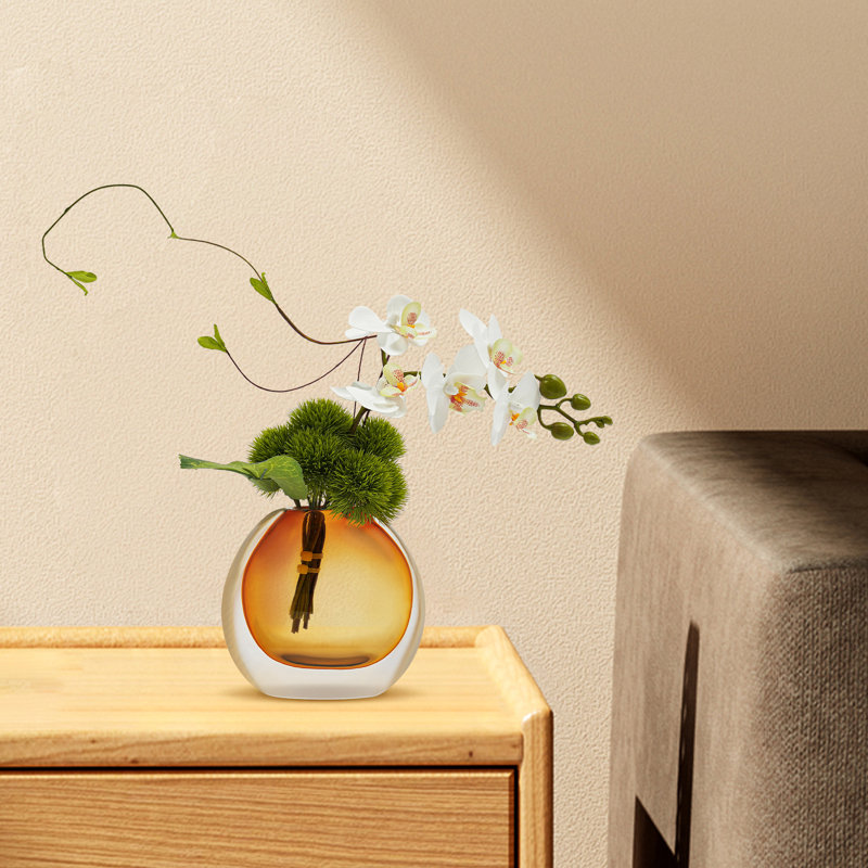 Artificial Flowers Arrangement In Vase, Brown