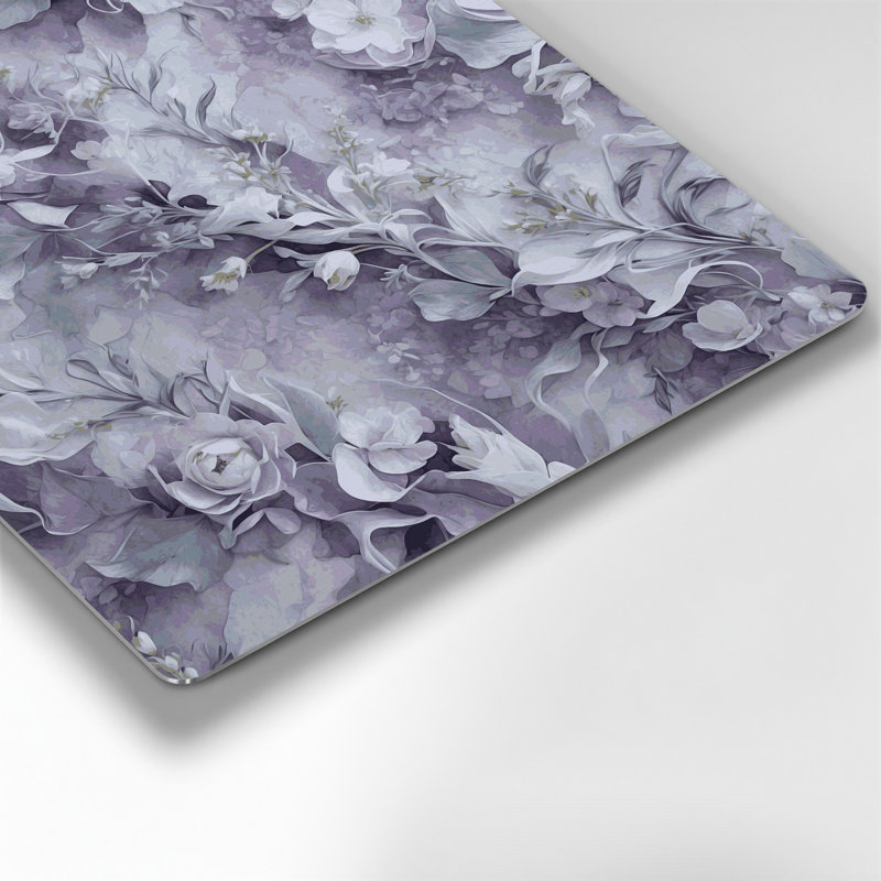 Aquarelle florale 4, art mural gris en métal