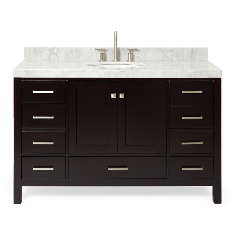 Ensemble de meuble-lavabo simple 54 po Cambridge, Espresso / nickel brossé
