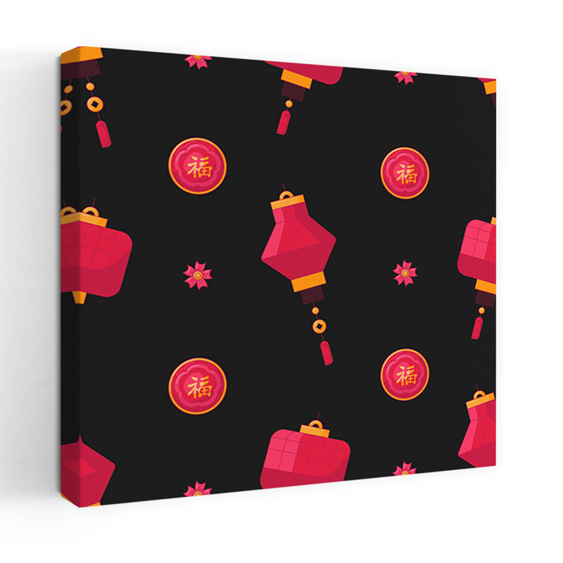 «Lunar New Year Lanterns Traditional Flower», art mural, 48" H x 48" W