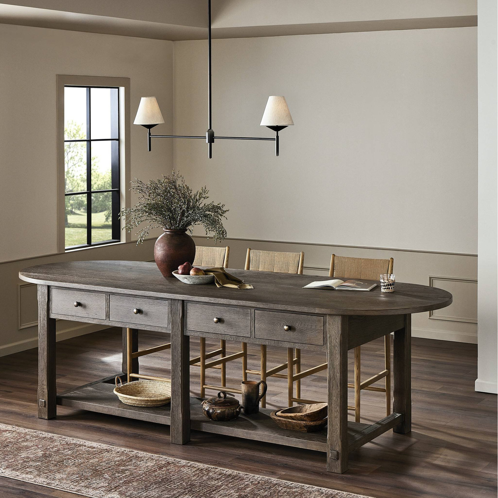 Amber Lewis x Four Hands 120 " W Kitchen Island, Weathered Hazel