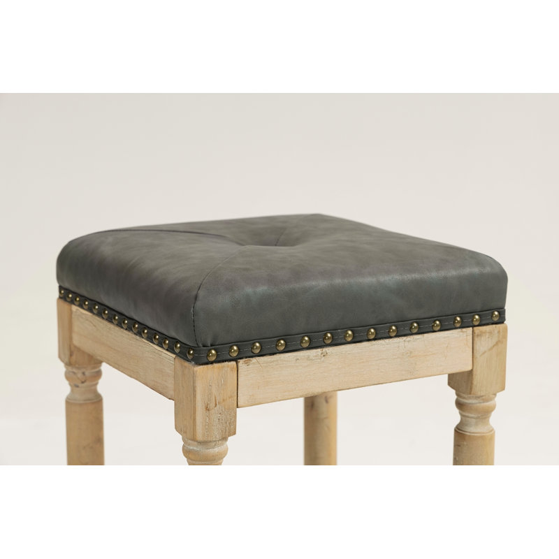 Ensemble de 2 tabourets de comptoir en bois touffeté 26 pouces