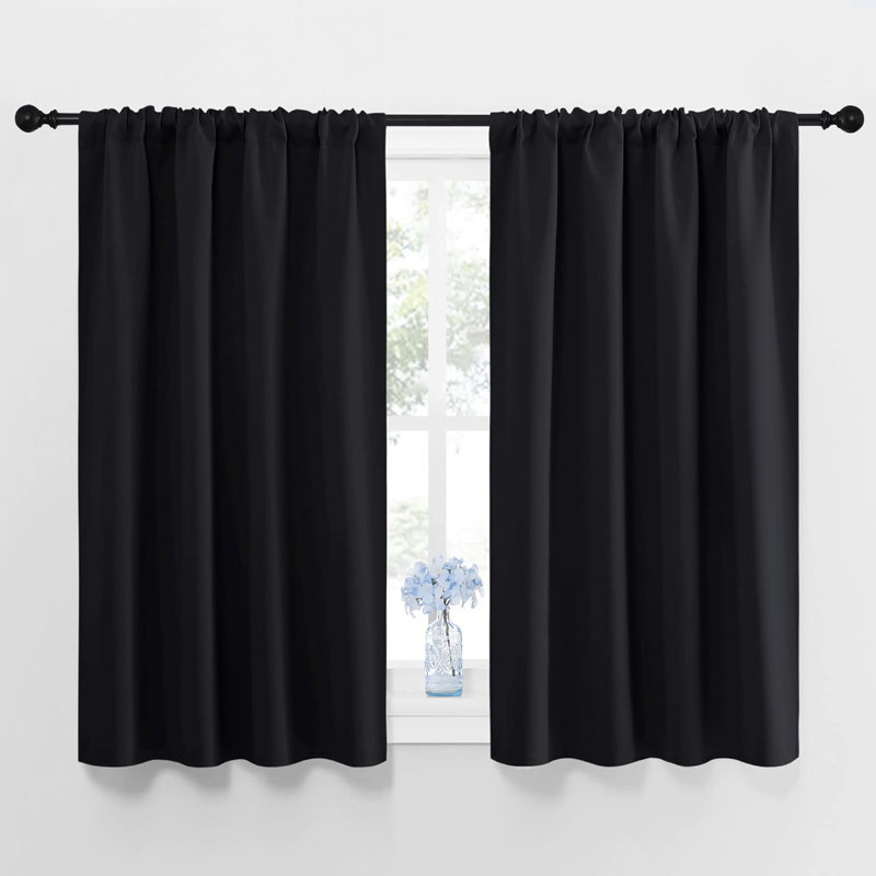 Thermal Insulating Blackout Curtain Panels For Kitchen And Bathroom - Energy Efficient Light Blocking Drapes With Rod Pocket Design (Pack Of 2)