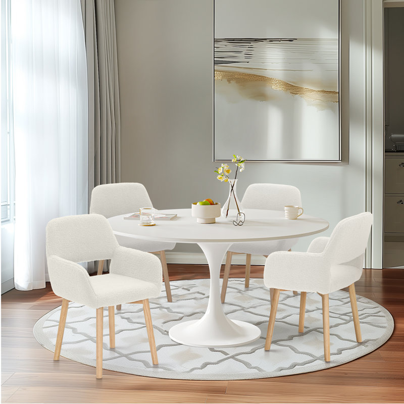 Teddy Velvet Dining Chairs Set Of 4, White
