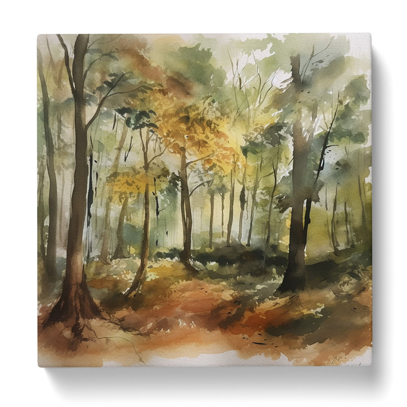 Forest Watercolour No.5 - No Frame Print, 50cm H x 50cm W x 3cm D