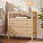 Farmhouse 2-Drawer Nightstand with Open Shelf, Modern Bedside Table in Oak