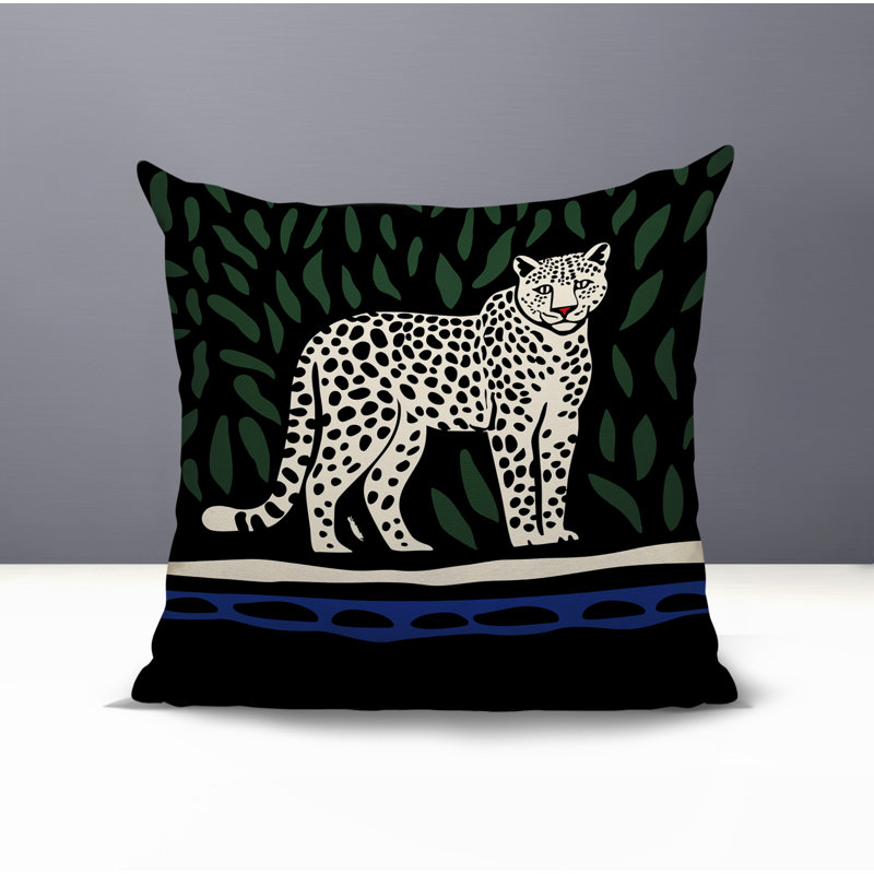 Oreiller carré réversible intérieur / extérieur Hota Leopard, Marine, Carré 16 po