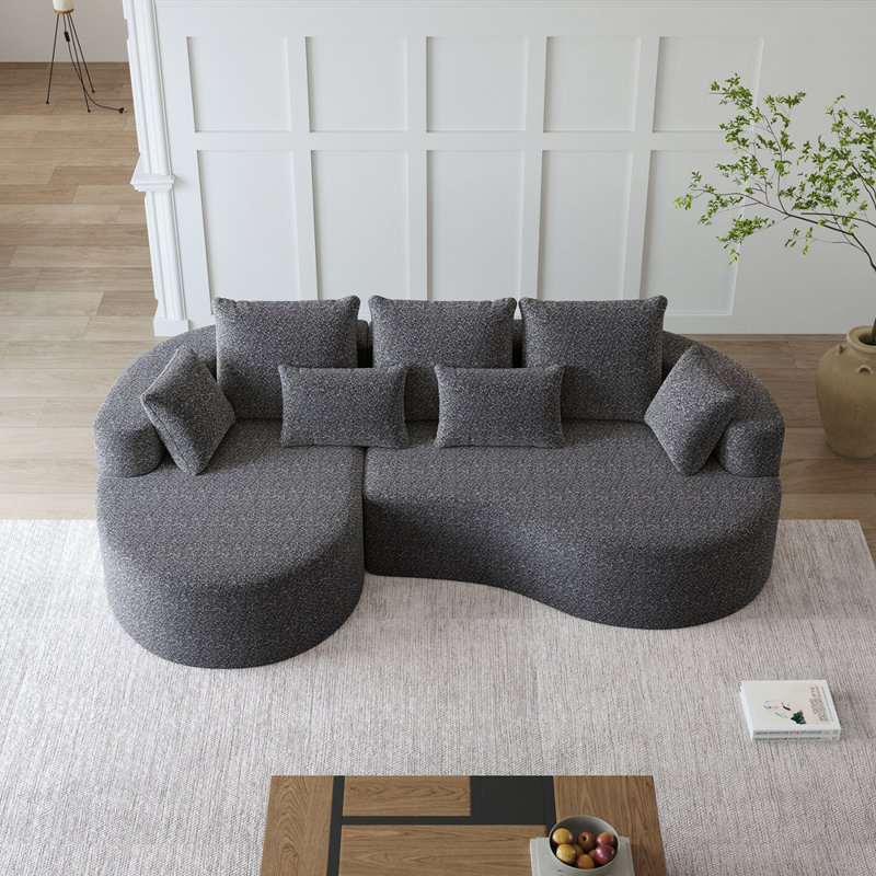 Canapé modulaire surdimensionné en chenille de 105 pouces à 4 places très profond et large avec 7 coussins, Gris