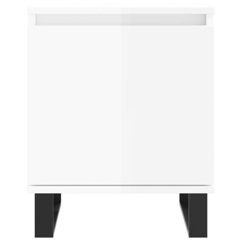 Marieo 40cm W Iron Bedside Table, Gloss White