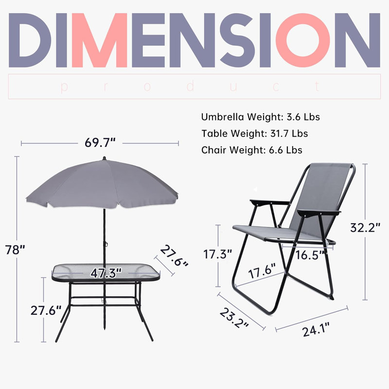 Ensemble de salle à manger pour l'extérieur L 47,6 po L 6,6 po Lashenda
