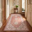 Tapis traditionnel persan à médaillon Lagoon, couleur orange, ivoire, or, vert et gris, lavable à la machine, antidérapant, à poils courts, idéal pour l'intérieur et l'extérieur, adapté aux animaux domestiques, pour salon, chambre, salle à manger, entrée, couloir, bureau.-1210220889