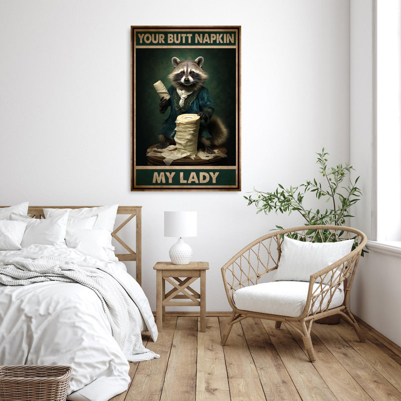«Raccoon Your Bout Napkins My Lady 2», reproduction d'art graphique sur toile tendue, H 36 po x l 24 po x P 1,25 po