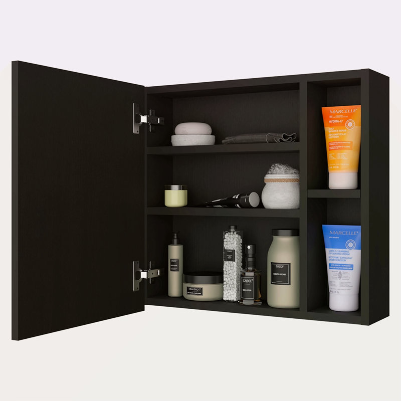 Armoire à pharmacie à une porte de 18 po, deux tablettes extérieures et trois tablettes intérieures