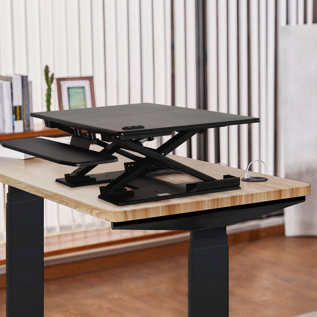Lorena Adjustable Metal Base Standing Desk Converter Symple Stuff