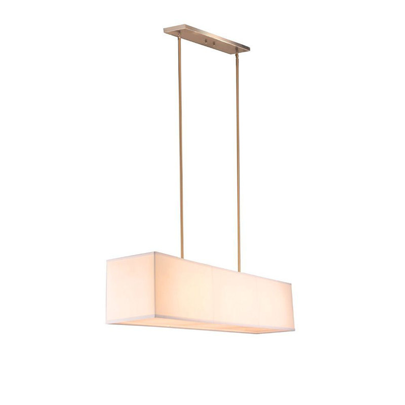 Lustre rectangulaire en tissu 6 lumières Morton, Argent argent, H 51 po x l 47,8 po x P 10 po