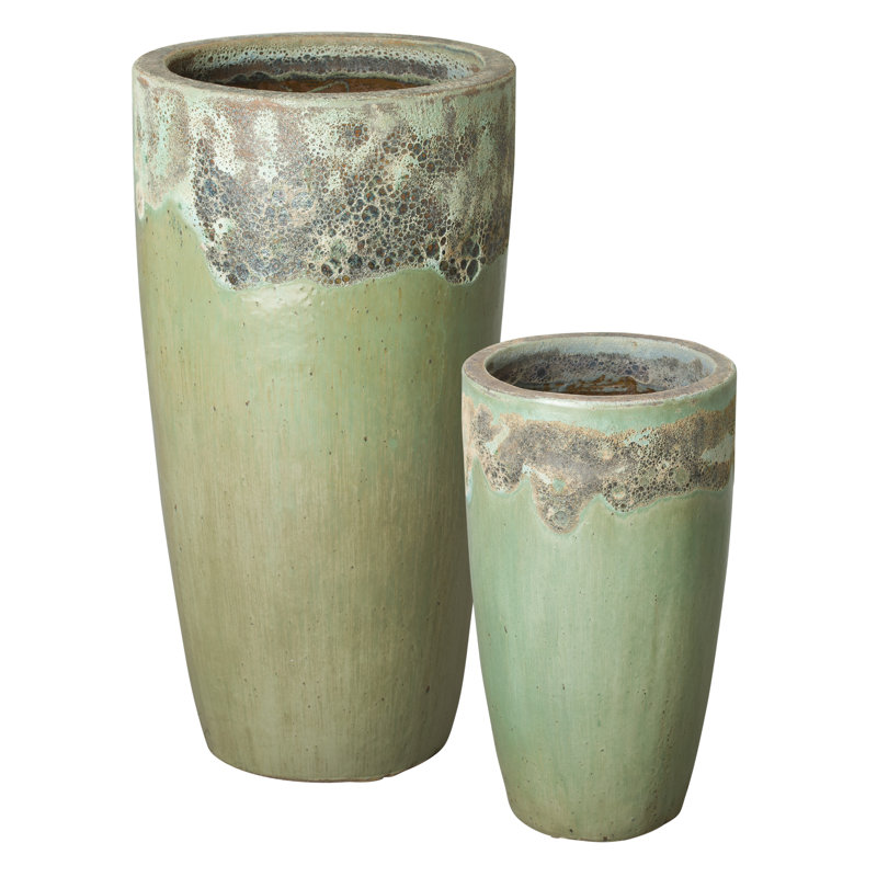 POTS TALL ROND S / 2 REEF / spa H 13 x 23 po; H 18 x 34 po, Vert clair