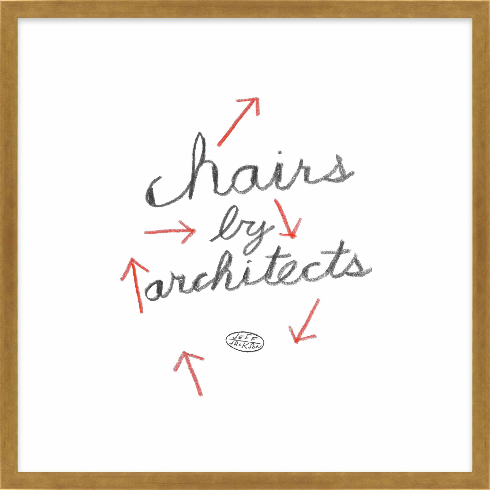 Alvord "Chairs by Architects" Print, 16" H x 16" W x 1.25" D, Gold Single Structure Framed Paper