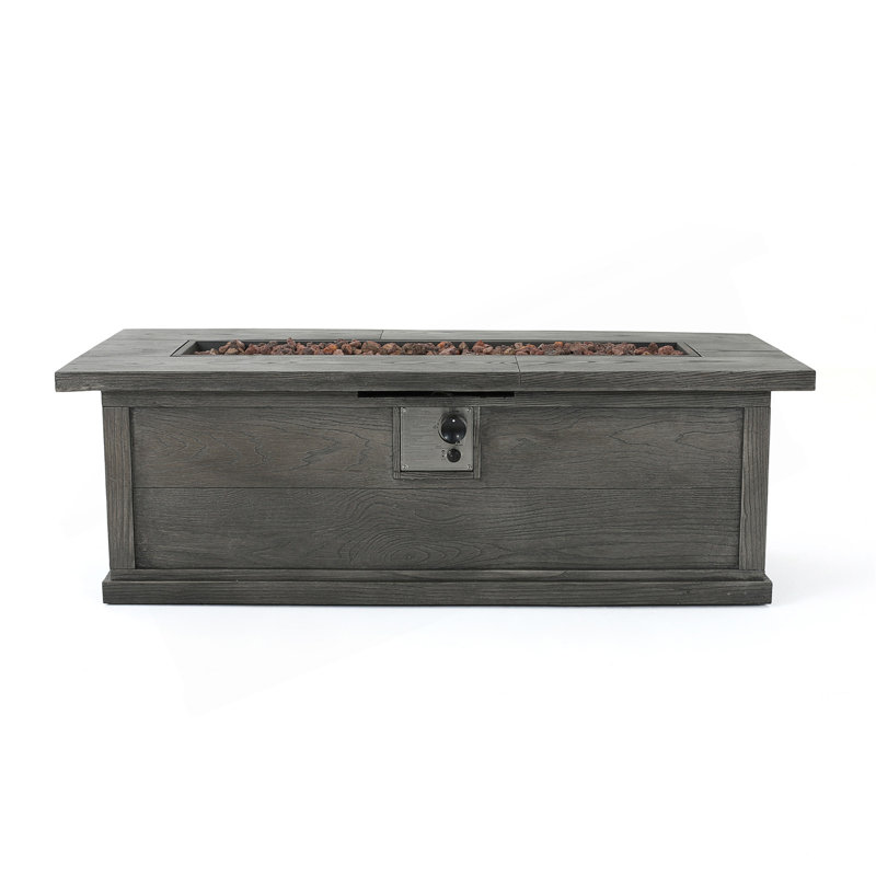 56" Outdoor 50,000 BTU Rectangular Mgo Concrete Propane Fire Pit (Tank Cover Not Included), Gray