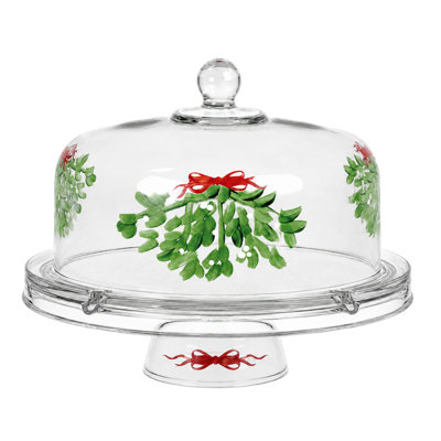 Mistletoe Glass Cake Stand