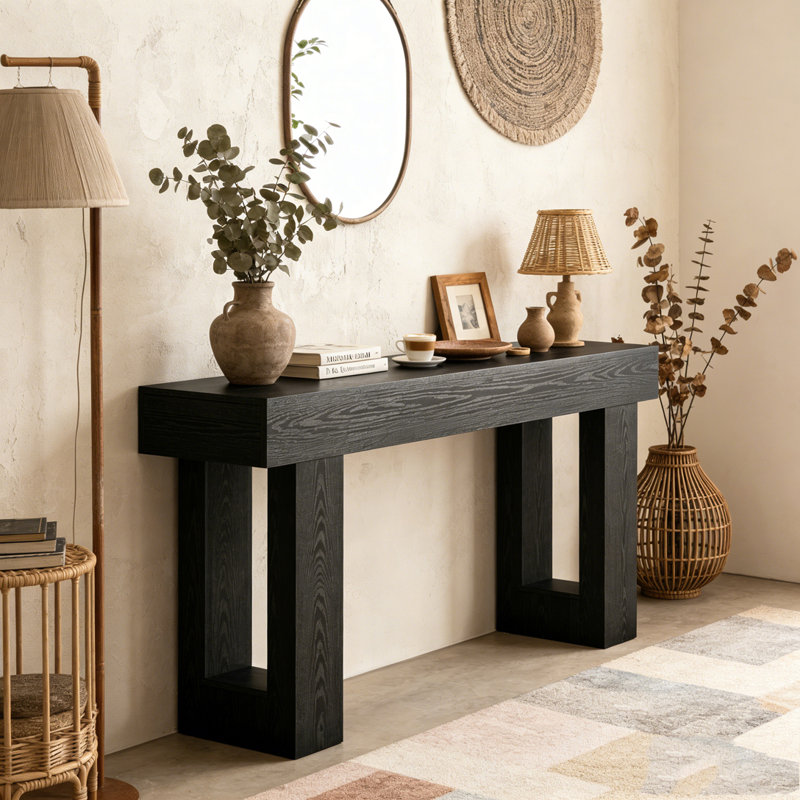 Console en bois pour canapé d'entrée, Noir