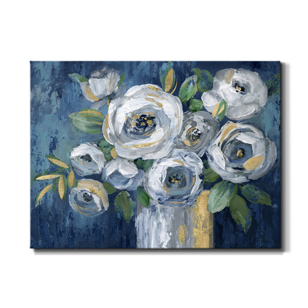 Winston Porter Indigo Touch Of Gold On Canvas Print & Reviews | Wayfair