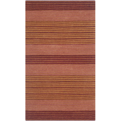 Cruz Hand Loomed Wool/Cotton Striped Rug in Orange