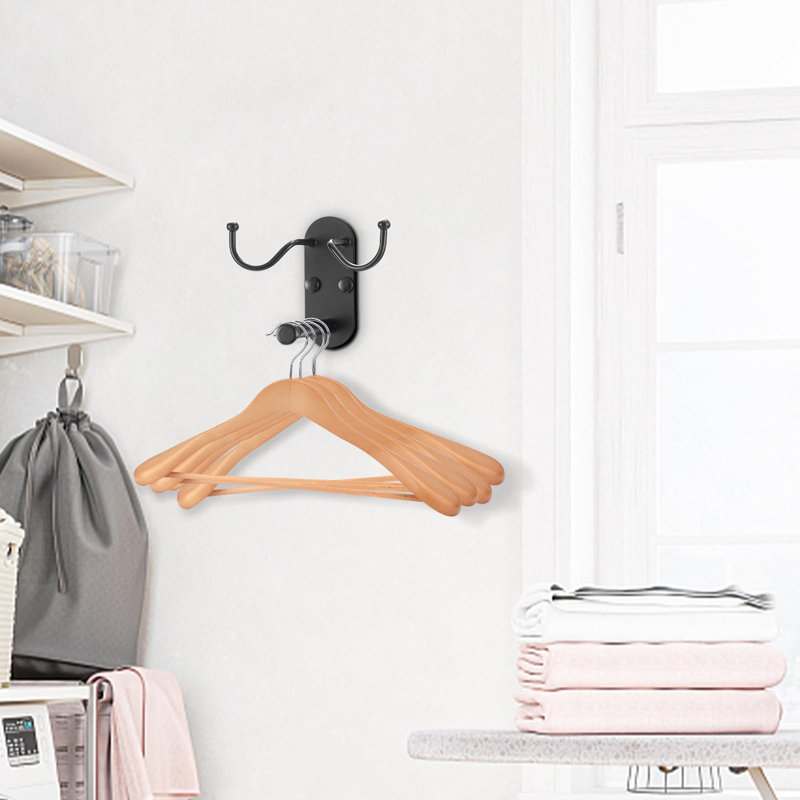 Rangement pour cintres, organisateur de rangement pour cintres, crochets muraux suspendus sans dommages pour accrocher dans les espaces de vie, noir