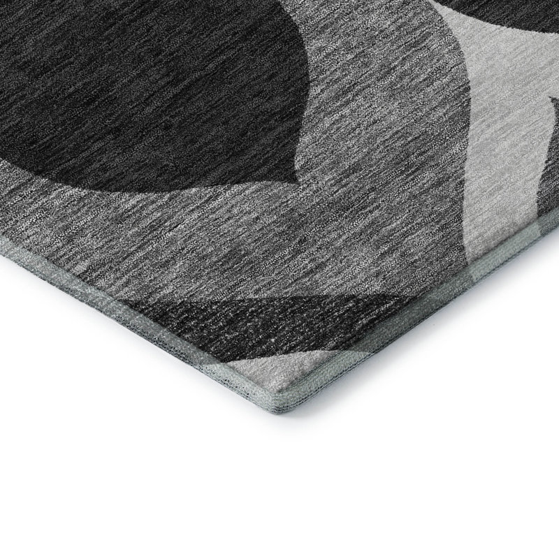 Tapis noir de qualité supérieure lavable à la machine, Rectangulaire 8 pi x 10 pi