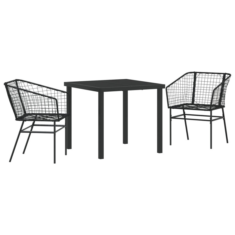  Square 3 - Piece 2 - Person 73Cm L Outdoor Dining Set, Black