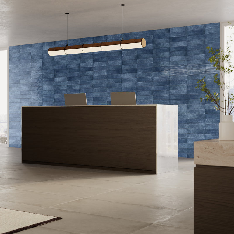 Aquarella 3.98 in. x 15.94 in. Glossy Ceramic Tile, Denim Blue