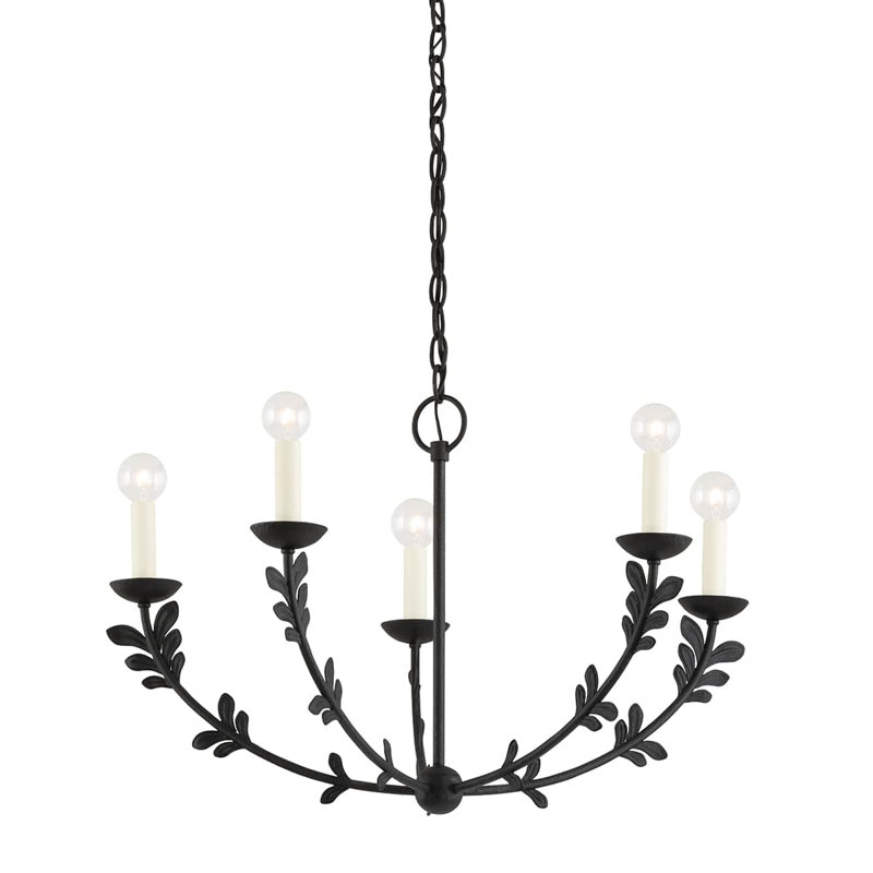 Lustre 5 lumières Florian, Fer noir