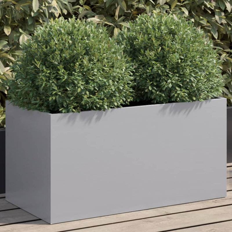 Planter Steel, Grey, 29cm H x 62cm W x 30cm D, 1