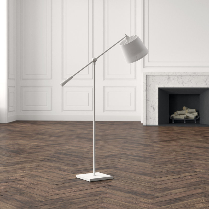 Real Simple Task Floor Lamp, Mont Blanc White Parchment, Stardust White Powder Coat