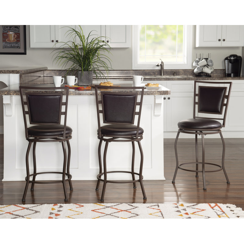 Vinciguerra Swivel Upholstered Adjustable Height Counter Stool with Metal Frame