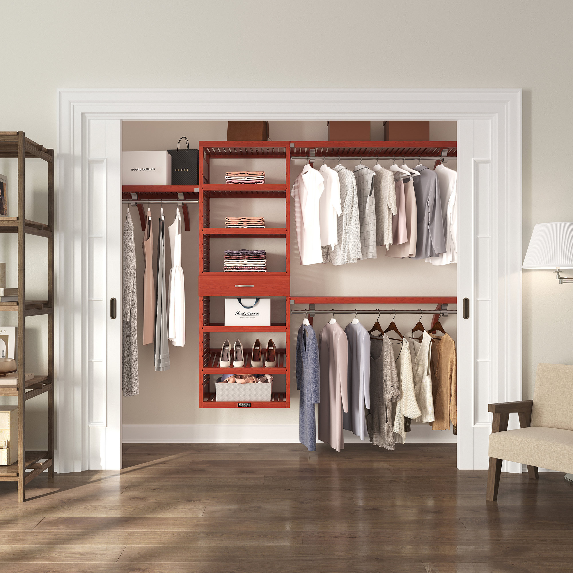 John Louis Home Solid Wood Walk-In Closet System with 1-Drawer | Wayfair