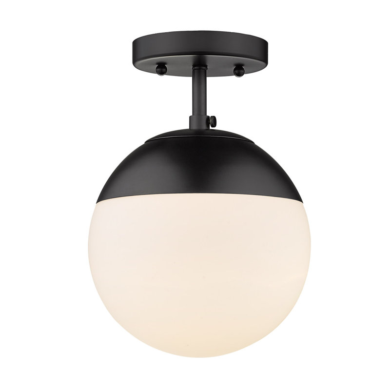 Martina Glass Semi Flush Mount, Black, Matte Black