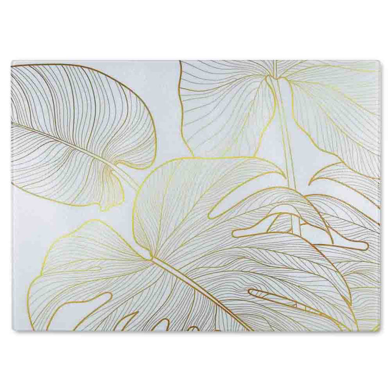 Botanical Line Art Glass Chopping Board